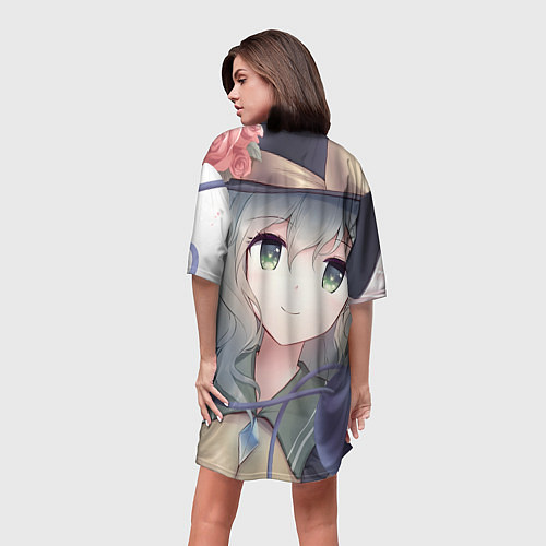 Женская длинная футболка Touhou Project Улыбающаяся Койши Комейдзи / 3D-принт – фото 4