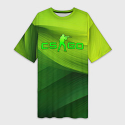 Футболка женская длинная CSGO green logo, цвет: 3D-принт