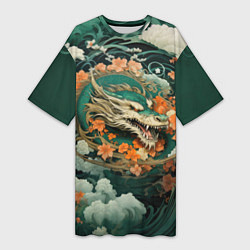 Женская длинная футболка Облачный дракон Irezumi