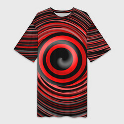 Футболка женская длинная Красно-черный вихрь, цвет: 3D-принт