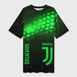 Женская длинная футболка Juventus green logo neon