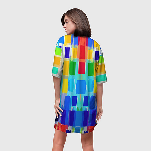 Женская длинная футболка Colorful strips - pop art - vogue / 3D-принт – фото 4