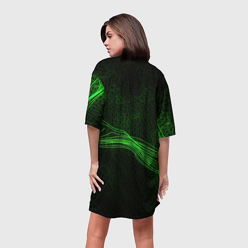 Женская длинная футболка CSGO green abstract / 3D-принт – фото 4