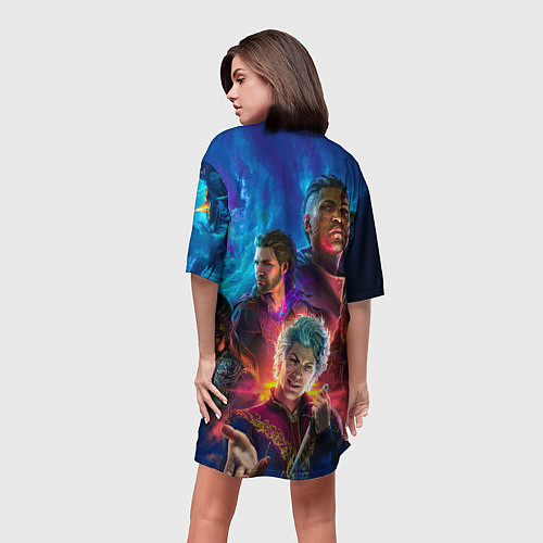 Женская длинная футболка Baldurs Gate 3 main art / 3D-принт – фото 4