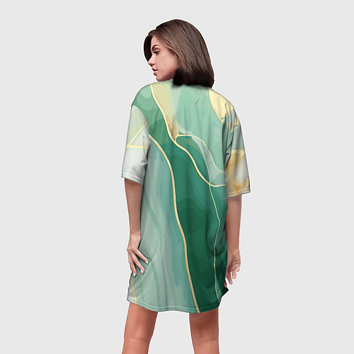 Женская длинная футболка Малахитовые полосы / 3D-принт – фото 4