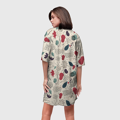 Женская длинная футболка Флоральная абстракция с пятнами / 3D-принт – фото 4
