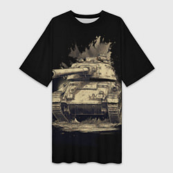 Женская длинная футболка Русский танк т54