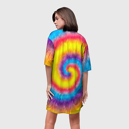 Женская длинная футболка Тай-дай сочные цвета / 3D-принт – фото 4