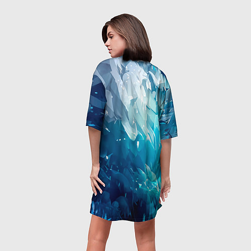 Женская длинная футболка Снежная лиса в стиле аниме / 3D-принт – фото 4