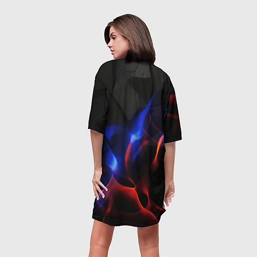 Женская длинная футболка Starfield red logo / 3D-принт – фото 4