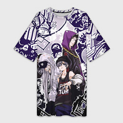 Футболка женская длинная Троица - Темный дворецкий, цвет: 3D-принт