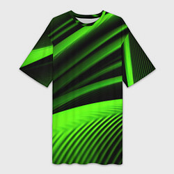 Футболка женская длинная Зеленый яркая текстура, цвет: 3D-принт