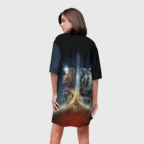 Женская длинная футболка Starfield characters / 3D-принт – фото 4