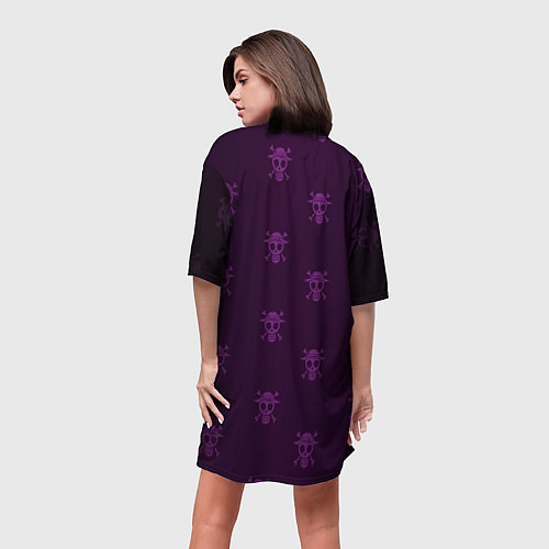 Женская длинная футболка Ван пис - Луффи фиолетовый / 3D-принт – фото 4
