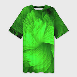 Женская длинная футболка Зеленая объемная абстракция
