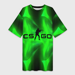 Футболка женская длинная CSGO green logo, цвет: 3D-принт