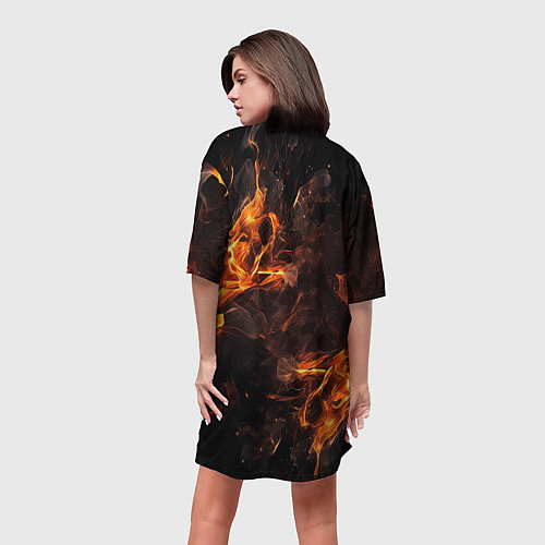 Женская длинная футболка Огонь и дым / 3D-принт – фото 4