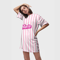 Футболка женская длинная Имя Мария в стиле Барби: розовая полоска, цвет: 3D-принт — фото 2