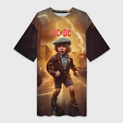 Футболка женская длинная ACDC boy, цвет: 3D-принт