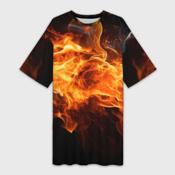 Футболка женская длинная Black fire style, цвет: 3D-принт