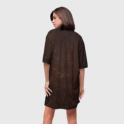 Женская длинная футболка Текстура настоящей кожи / 3D-принт – фото 4