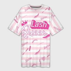 Футболка женская длинная Lash queen - pink Barbie pattern, цвет: 3D-принт