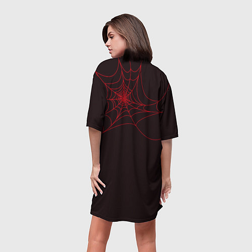 Женская длинная футболка Красная паутина / 3D-принт – фото 4