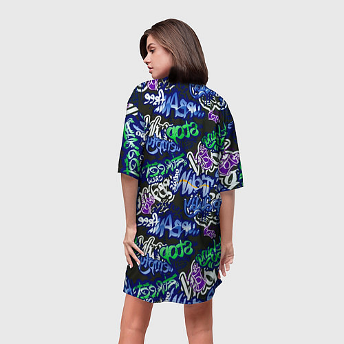 Женская длинная футболка Граффити паттерн / 3D-принт – фото 4