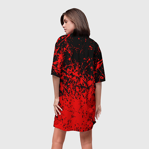 Женская длинная футболка Ссср в красках серп и молот / 3D-принт – фото 4