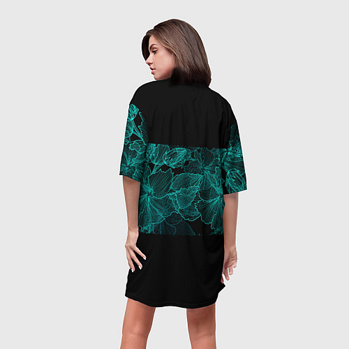 Женская длинная футболка Вавилон на фоне цветочных узоров / 3D-принт – фото 4