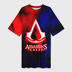 Футболка женская длинная Assassins Creed fire, цвет: 3D-принт