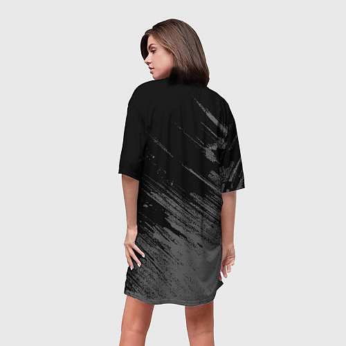 Женская длинная футболка Балудрс гейт лого - черно-белый / 3D-принт – фото 4