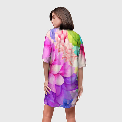 Женская длинная футболка Ежик в цветах / 3D-принт – фото 4