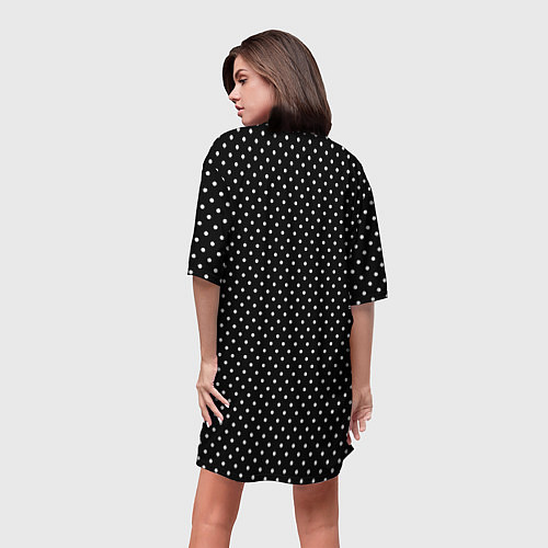 Женская длинная футболка В мелкий горошек на черном фоне / 3D-принт – фото 4
