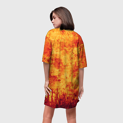 Женская длинная футболка Осенний пожар / 3D-принт – фото 4