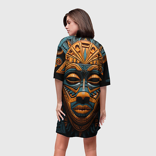 Женская длинная футболка Африканские маски / 3D-принт – фото 4