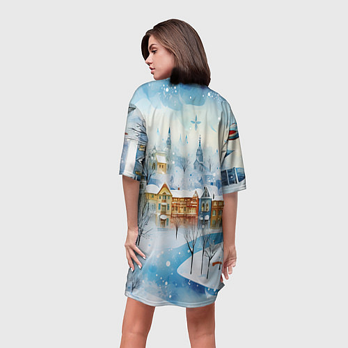 Женская длинная футболка Новогодний дракон 2024 / 3D-принт – фото 4