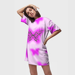 Футболка женская длинная Y2K purple butterfly, цвет: 3D-принт — фото 2