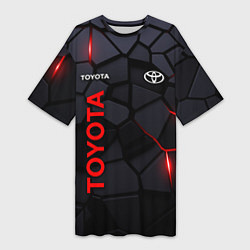 Футболка женская длинная Toyota черные плиты с эффектом свечения, цвет: 3D-принт