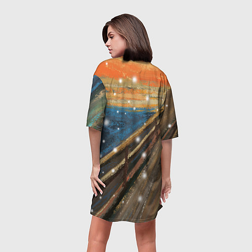 Женская длинная футболка Кот Крик - 2024 / 3D-принт – фото 4