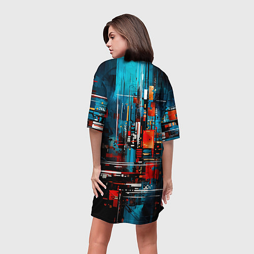Женская длинная футболка Городская абстракция / 3D-принт – фото 4