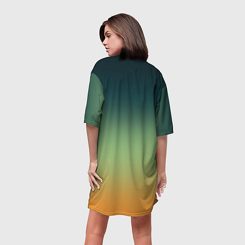 Женская длинная футболка Темно-зеленый и желтый градиент / 3D-принт – фото 4