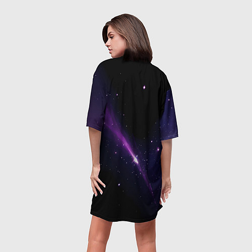 Женская длинная футболка Магическая комета и обыденный космос / 3D-принт – фото 4