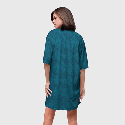 Женская длинная футболка Бирюзовая текстура имитация меха / 3D-принт – фото 4