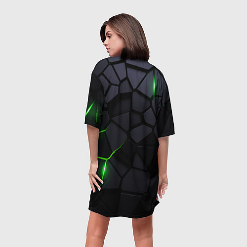 Женская длинная футболка Skoda - плиты с эффектом свечения / 3D-принт – фото 4