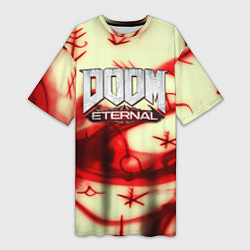 Футболка женская длинная Doom Eteranal символы марса, цвет: 3D-принт