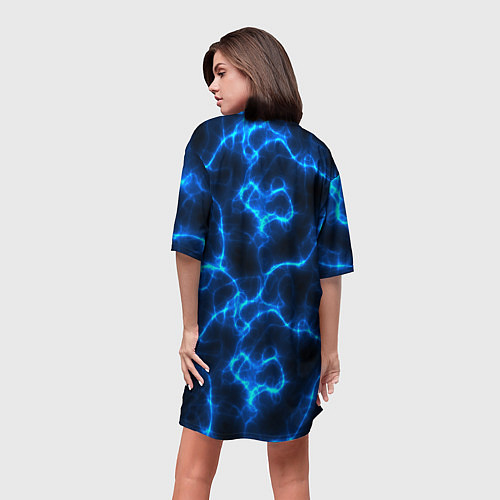 Женская длинная футболка Голубая молния / 3D-принт – фото 4