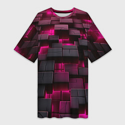 Женская длинная футболка Фиолетовые и черные камни