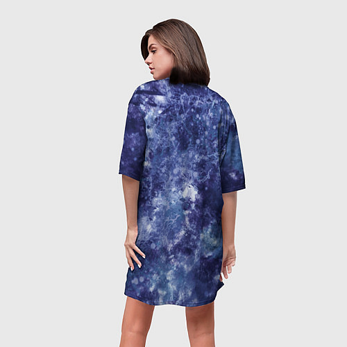 Женская длинная футболка Абстракция - sea blue / 3D-принт – фото 4