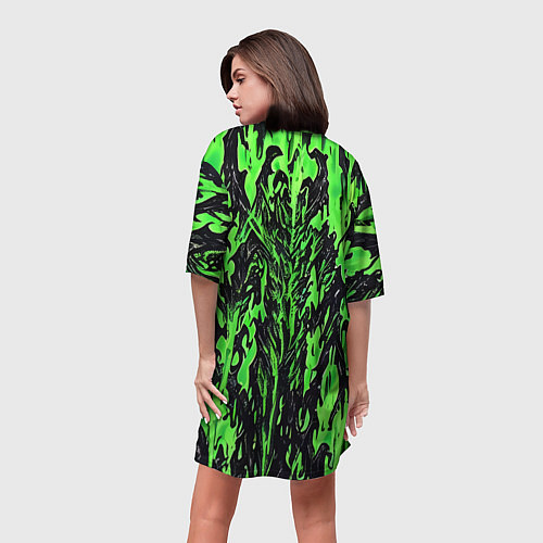 Женская длинная футболка Демонический доспех зелёный / 3D-принт – фото 4